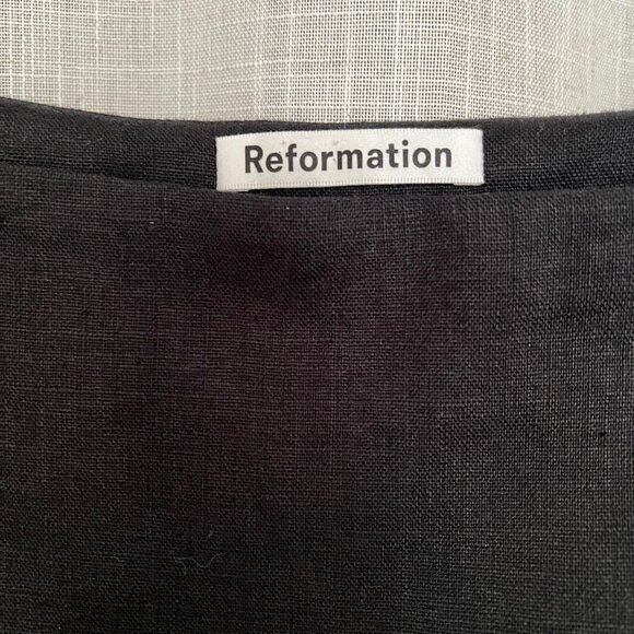 Reformation Aubree Linen Dress Black - Size XL - Picture 6 of 7